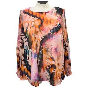 Torrid Plus Size 2X Top Blouse Chiffon Clip Dot Balloon Sleeve Boho Fairy Artsy